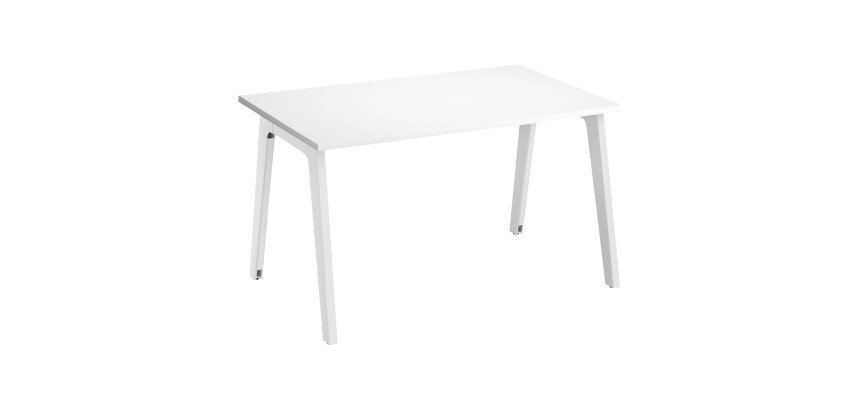 Bureau droit individuel blanc 120 x 80 cm, piétement métal Exprim