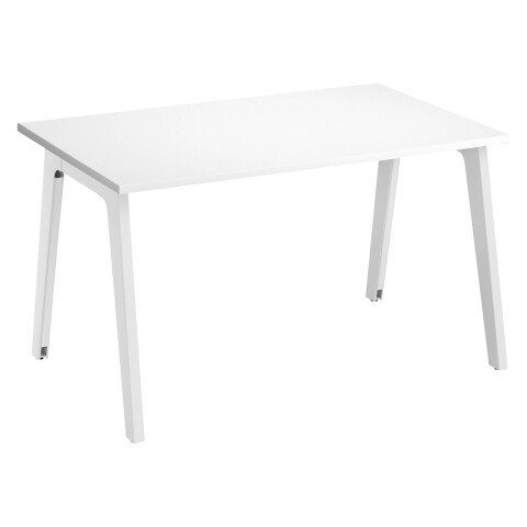 Mesa recta Eden Arco blanca An 120 cm con canaleta patas blancas