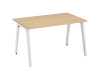 Rechte werkpost Eden Arch licht eiken L 120 cm met kabelgoot en witte poten