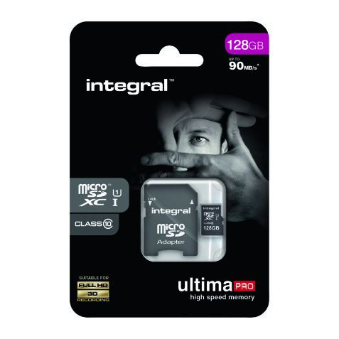 Tarjeta de memoria Micro SDHC Integral UltimaPro de 128 GB con adaptador Micro SD - Clase 10