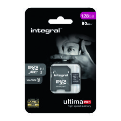 Carte mémoire UltimaPro micro SDHC 128 Go avec adaptateur SDHC - classe 10