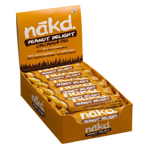 Riegel Trockenfrüchte und Erdnüsse glutenfrei Nakd - Box mit 18 Riegeln