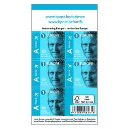 Blister met 10 x 5 zelfklevende vellen met postzegels Bpost Europees Tarief 1 Filip. (Dit artikel wordt niet opgenomen bij de berekening van eventuele verzendkosten en geeft geen recht op een geschenk)
