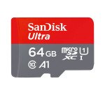 Carte mémoire micro SDHC 64 Go SANDISK avec adaptateur SDXC - classe 10