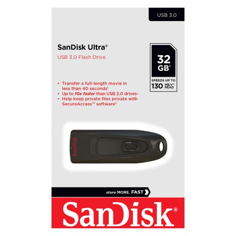 Memoria USB Sandisk Ultra 32GB USB 3.0 (USB-A) Negro