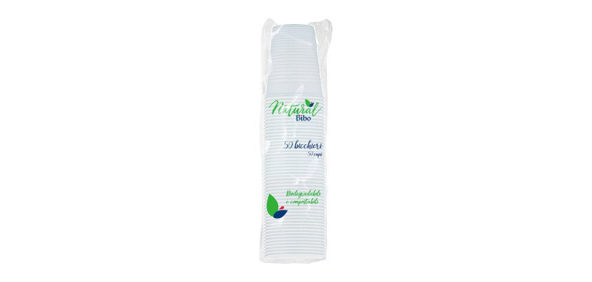Bicchieri in bioplastica 200ml Natural Bibo 50 pezzi
