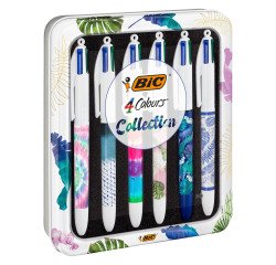Bolígrafos Bic 4 colores Botánico y Tie & Dye punta 1 mm - Escritura media - Caja de 6