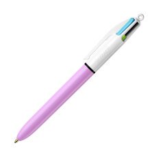 Stylo bille Bic 4 couleurs Lilas rétractable pointe 1 mm - écriture moyenne