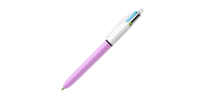 Bic 4-Color Ballpoint Pen Lilac Retractable 1mm Tip - Medium Writing