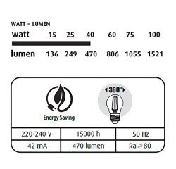LED lamp filament mini spherical E27 4,4W