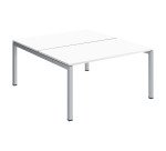 Pôle 2 bureaux droits Teamline L 140 cm - plateaux blanc piètement métal arche
