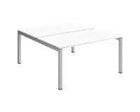 Pôle 2 bureaux droits Arko plateaux chêne clair piètement métal arche