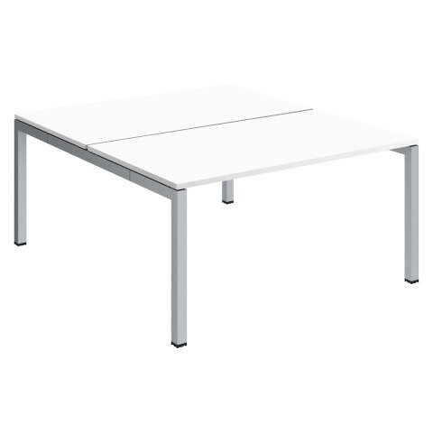 Conjunto 2 mesas rectas Arko An 140 x Fon 168 cm blanco patas aluminio