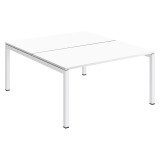 Pôle 2 bureaux droits Teamline L 140 cm - plateaux blanc piètement métal arche