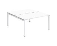 Pôle 2 bureaux droits Arko plateaux chêne clair piètement métal arche