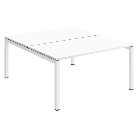 Conjunto 2 mesas rectas Arko An 140 x Fon 168 cm blanco patas blancas