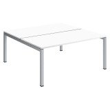 Pôle 2 bureaux droits Teamline L 160 cm - plateaux blanc piètement métal arche