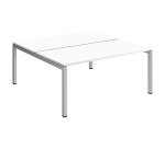 Pôle 2 bureaux droits Teamline L 160 cm - plateaux blanc piètement métal arche
