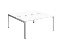 Pôle 2 bureaux droits Teamline L 160 cm - plateaux blanc piètement métal arche