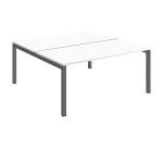 Pôle 2 bureaux droits Teamline L 160 cm - plateaux blanc piètement métal arche