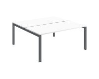 Pôle 2 bureaux droits Teamline L 160 cm - plateaux blanc piètement métal arche