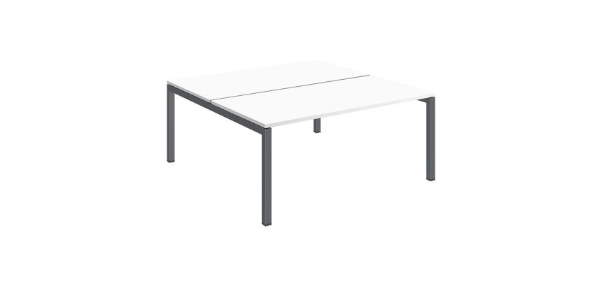 Pôle 2 bureaux droits Teamline L 160 cm - plateaux blanc piètement métal arche