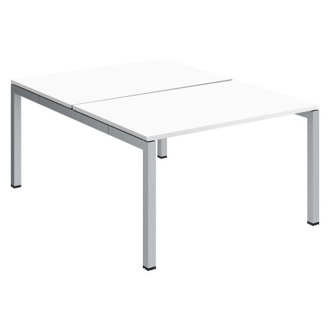 Conjunto 2 mesas rectas Arko An 120 x Fon 168 cm blanco patas aluminio