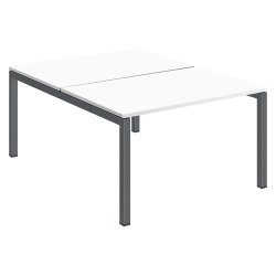 Pôle 2 bureaux droits Teamline L 120 cm - plateaux blanc piètement métal arche
