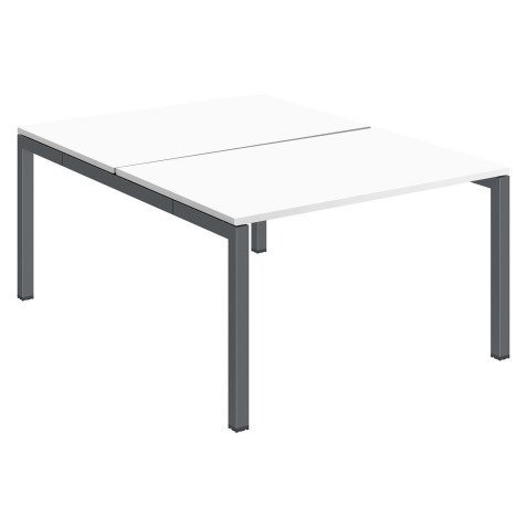 Pôle 2 bureaux droits Teamline L 120 cm - plateaux blanc piètement métal arche