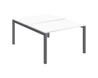 Pôle 2 bureaux droits Teamline L 120 cm - plateaux blanc piètement métal arche