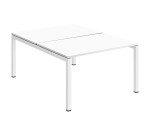 Pôle 2 bureaux droits Teamline L 120 cm - plateaux blanc piètement métal arche