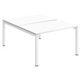 Pôle 2 bureaux droits Teamline L 120 cm - plateaux blanc piètement métal arche