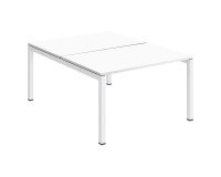 Pôle 2 bureaux droits Teamline L 120 cm - plateaux blanc piètement métal arche