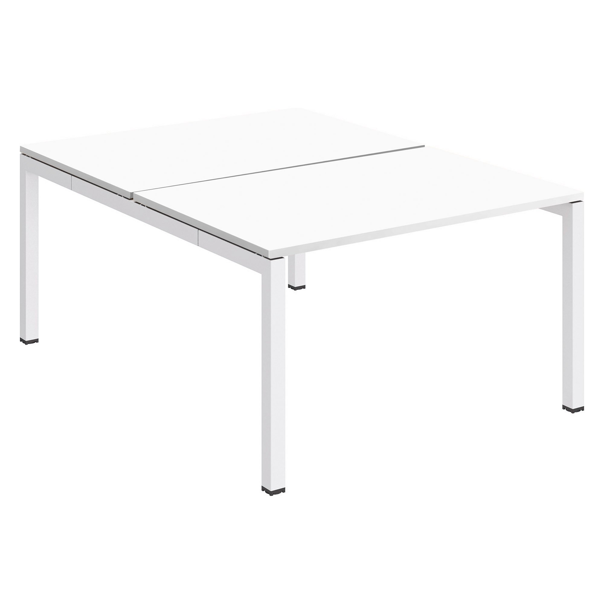 Pôle 2 bureaux droits Teamline L 120 cm - plateaux blanc piètement métal arche