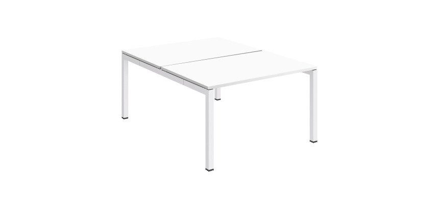 Pôle 2 bureaux droits Teamline L 120 cm - plateaux blanc piètement métal arche