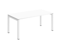 Bureau droit Teamline plateau blanc L 160 cm - piètement métal