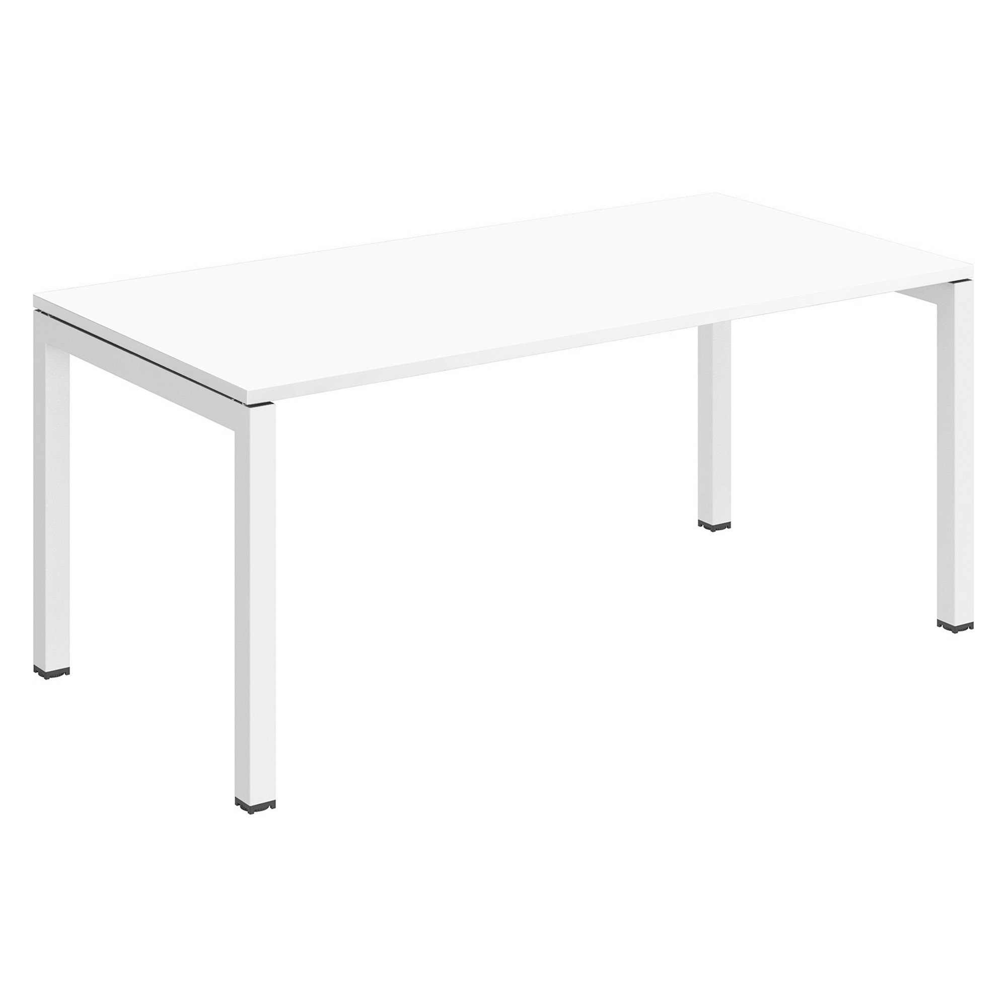 Bureau droit Teamline plateau blanc L 160 cm - piètement métal