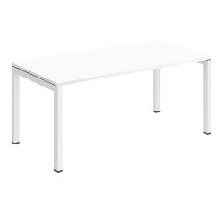 Bureau droit Teamline plateau blanc L 160 cm - piètement métal