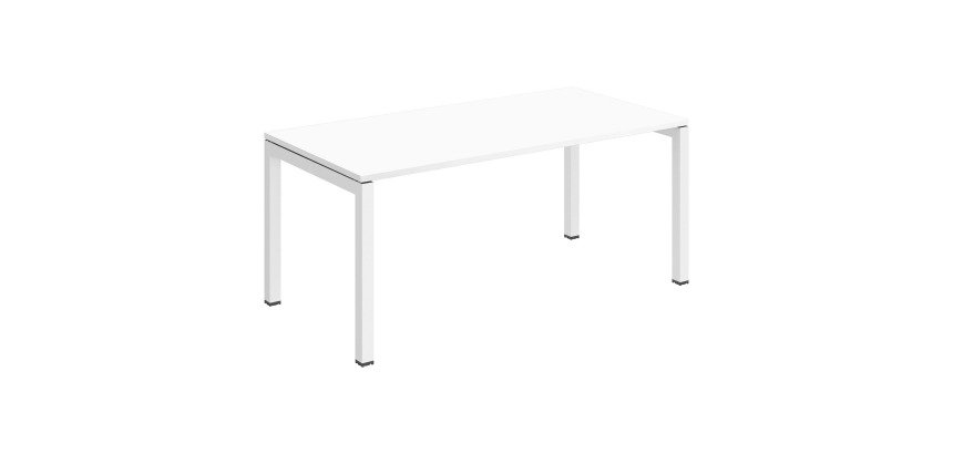 Bureau droit Teamline plateau blanc L 160 cm - piètement métal