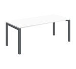 Bureau droit Teamline plateau blanc L 180 cm - piètement métal