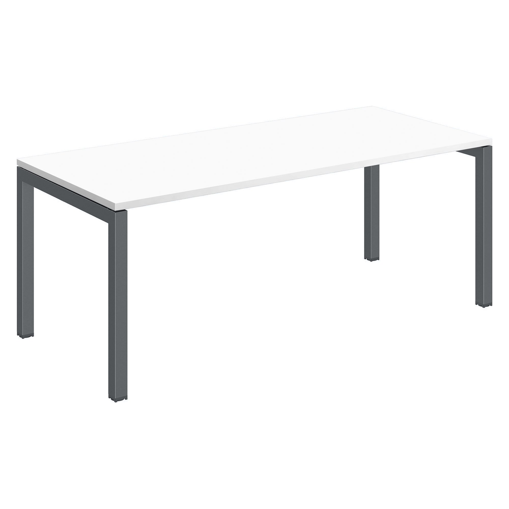 Bureau droit Teamline plateau blanc L 180 cm - piètement métal