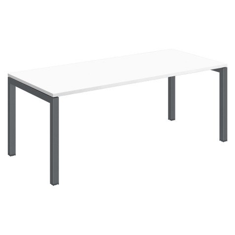 Bureau droit Teamline plateau blanc L 180 cm - piètement métal