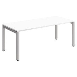 Bureau droit Teamline plateau blanc L 180 cm - piètement métal