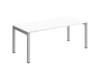 Bureau droit Teamline plateau blanc L 180 cm - piètement métal