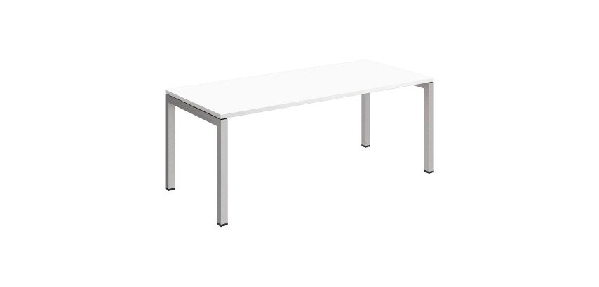 Bureau droit Teamline plateau blanc L 180 cm - piètement métal