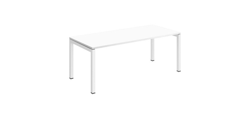 Bureau droit Teamline plateau blanc L 180 cm - piètement métal