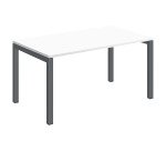Bureau droit Teamline plateau blanc L 140 cm - piètement métal