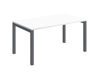 Bureau droit Teamline plateau blanc L 140 cm - piètement métal