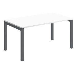 Bureau droit Teamline plateau blanc L 140 cm - piètement métal