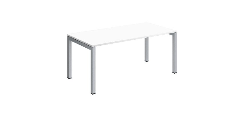 Bureau droit Teamline plateau blanc L 160 cm - piètement métal